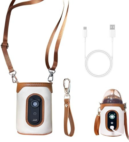 Tragbarer Baby Flaschenwärmer, USB Schnell-Flaschenwärmer mit Temperaturregelung, USB Babyflaschenwärmer & LCD-Display, Geeignet für alle Flaschen,Flaschenwärmer Baby Unterwegs für Zuhause, Reisen (S)