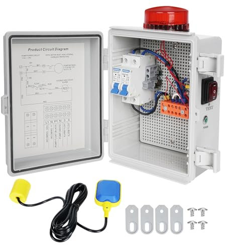 LyteSolar Septic Alarm, High Water Septic Tank Alarm with 110DB Audio-Visual Alerts, Automatic Pump Control, IP67 Waterproof Casing, Ideal for Sump Pumps & Water Tanks, AMZB003 Model