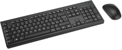 Kensington KM270 EQ Set Tastiera wireless ricaricabile full size e Mouse ambidestro silenzioso per PC e laptop, 2,4 GHz e BT 5.0 wireless, design a prova di fuoriuscita, QWERTY ISO, Nero K75560IT