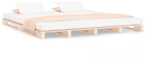 Gecheer Classic Wooden Pallet Bed Frame - Solid Pine Wood, Sturdy Design, 135 x 190 cm (4FT6 Double) bed Model821432
