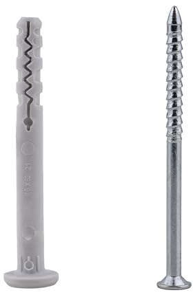 MIVOS Taco de montaje rápido con tornillo, brida - 6 x 60 mm - 20 unidades - Tacos con tornillo con brida, para clavar - Taco para clavar - de plástico