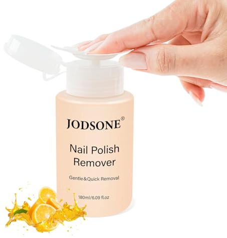 JODSONE Solvente per unghie senza acetone, 180 ml, profumo di arancio, delicato e delicato sulle unghie, con vitamina E e aloe, pompa a pressione, facile rimozione giornaliera dello smalto ordinario
