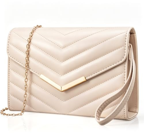 Larcenciel Pochettes et Clutches Femme avec Poignet – Sac à Main Enveloppe Élégant en Cuir avec Chaîne pour Mariage, Fête
