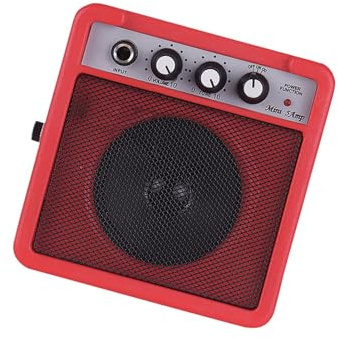 CHICIRIS 5W Minigitarrförstärkare Bärbar Gitarrförstärkarhögtalare med Volymtonöverstyrning 3,5 Mm och 6,35 Mm Ingångar Hörlursutgång för Nybörjare Som Reser (Röd)