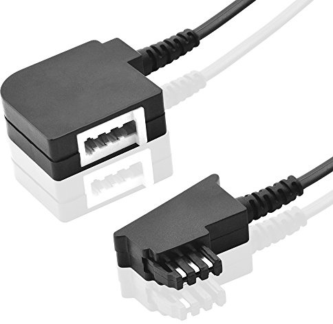 BestPlug 6 Meter Universal Telefon Kabel Verlängerung, TAE-F Stecker männlich auf TAE-F Buchse Kupplung weiblich, Schwarz (verbesserte Ausführung v5.05)