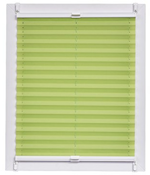 Sunlines Plissee Made in Germany, Tageslicht, Crepes Uni Klemmfix, Weisse Schiene, Stoff, Grün, 110 x 2.3 x 150 cm, 1 Einheiten