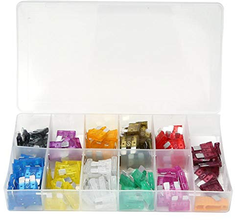 140-tlg. Kfz-Sicherungssortimentskit, Sicherungssortimentskit für verschiedene Flachsicherungen, mittlere Größe, Kfz-Sicherungssatz 2A ~ 40A für SUV-Kfz-Ersatzsicherungen für Motorräder