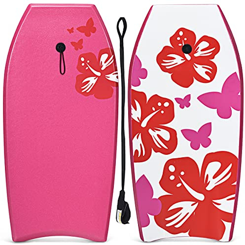 RELAX4LIFE Planche de Bodyboard 41” en Mousse avec Sangle de 90 CM et 8 Motifs au Choix, 105X51X6CM Idéal pour Adulte, Débutant dans Mer, Piscine, Surf, Charge Max. 85KG