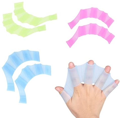 LATRAT 3 Paar Schwimmhäute für die Finger Schwimmhandschuhe, Schwimmhandschuhe Weich und Praktisch Schwimmen Training Equipment für Erwachsene & Kinder
