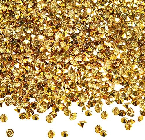 TOAOB 12000 Stück 3 mm Gold Acryl Kristalle Diamanten Tischstreuer Konfetti Klare Strasssteine für Tischdekoration Hochzeit Braut Dekoration Vasenperlen