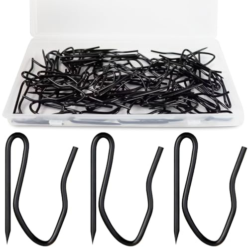 Curtain Hooks Drapery Hooks 60 Pack 1.3 Inch Large Heavy Duty Stainless Steel with Clear Box, Black