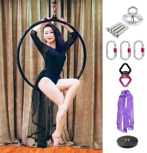 Aerial Hoop Eisen Luftreifenset 80cm 90cm 95cm 100cm, Schwarz Lyra Hoop für Anfänger und Profis, Tanzzirkus-Requisiten mit Kompletter Luftausrüstung ( Color : Silver , Size : Diameter 100cm(39 3/8) )