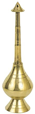 Swadeshi Desire Brass Sprinkler Bottle for Holy Water, Gangajal and Perfume Gulab Pash Rose Brass Water Paneer Sombu –(Small, 8 Inch)
