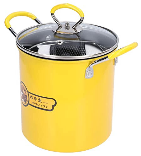 Freidora con Cesta, Mini Freidora, Filtro de Aceite, Tapa de Rejilla, Mini Freidora de 3 Litros, Olla para Freír Japonesa de Acero Inoxidable, Cocina Casera