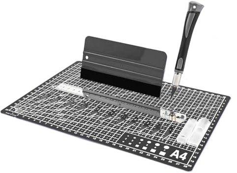 EHDIS Kit di Taglierino di Precision con Bisturi Modellismo di Gomma Antiscivolo, Cutting Mat, Spatola con Feltro, Tighello in Acciaio, Per Artigianato, Taglio Della Carta, Grigio
