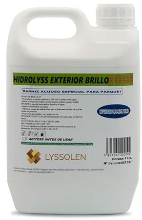 LYSSOLEN - Barniz Acrílico al Agua para Madera Exterior - Protección y Decoración de Maderas al Exterior - Barniz al Agua para Proteger y Embellecer Madera - Incoloro, Acabado Satinado, 5 Litros