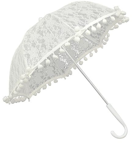 PartyKindom Spitzenschirm Mit Spitzenstickerei Faltbarer Sonnenschirm Für Hochzeit Leicht Und Tragbar Geeignet Für Reise-fotorequisiten Und Braut-accessoires