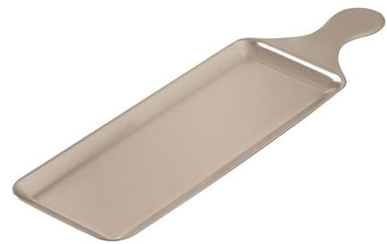 LLINthy Plato de metal para carne rectangular con textura de acero inoxidable, adecuado para cocinar y cenar, platos rectangulares