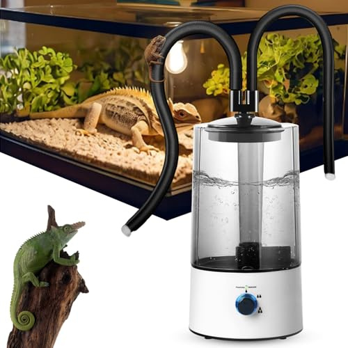 Kensbro 4L Reptil terrarium luftfuktare, nebulisator med utdragbar dubbel fat och trestegs sprayjustering, luftfuktare för reptilterrarier