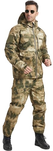 PRMTYUP Tuta da Caccia, Completo Invernale in Pile Softshell, Cappotto E Pantaloni, Giacca Antivento Calda di Alta qualità, Maglia E Pantaloni Mimetici, Completo da Escursionismo,01,XL