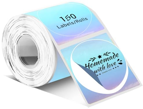 Compatible con etiquetas térmicas autoadhesivas multiuso P50/M110, redondas de 2 pulgadas, adecuadas para inventario, codificación por colores, repostería, etc. (150 hojas/rollo) (E)