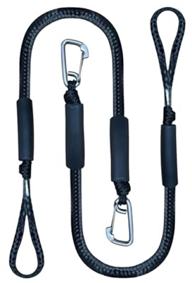 Corde de Rebond élastique à Boucle métallique M8 d amarrage Extensible et Surf pour Jet-Ski Kayaks Bateaux Moteur embarcations Nautiques Ensemble 2 pièces