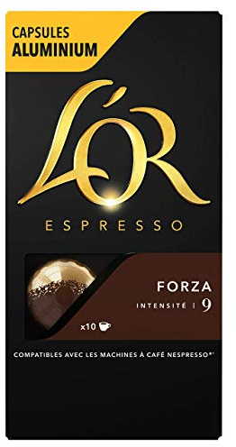 L'Or Espresso Café Forza - Intensité 9 - 50 Capsules en Aluminium Compatibles avec les Machines Nespresso (Lot de 5X10 capsules)
