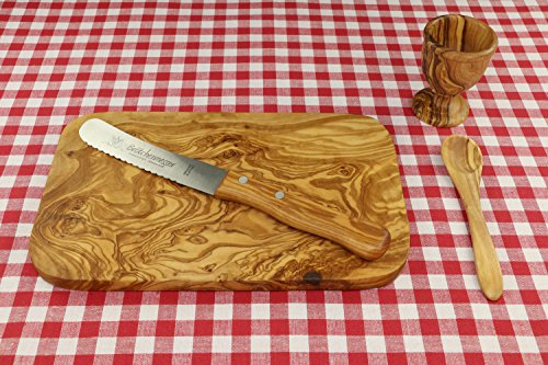 D.O.M. Die Olivenholz-Manufaktur D.O.M. Desayuno Málaga de 4 Piezas de Madera de Olivo con Cuchillo Pan