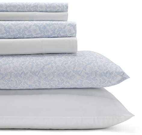 Laura Ashley - Set di biancheria da letto in percalle di cotone, 6 pezzi, per decorazioni per la casa (bel cachemire, queen)