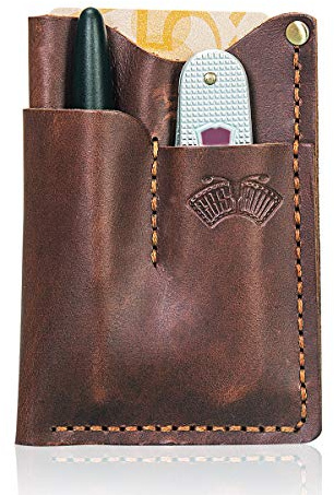 EASYANT Leather EDC Pocket Organizer Men Handmade Sheath Knife Holster Pouch Wallet Brown