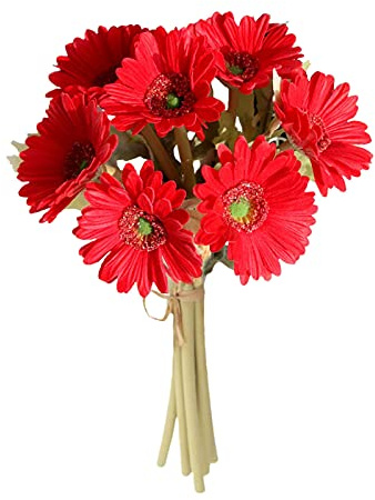 Kuppn 7 st konstgjorda latex gerbera tusenskönor flowers, verklig touch latex siden konstgjord falsk plast tusensköna krysantemum blommor sol krysantemum 30 cm PU för hem kök bröllopsdekorationer