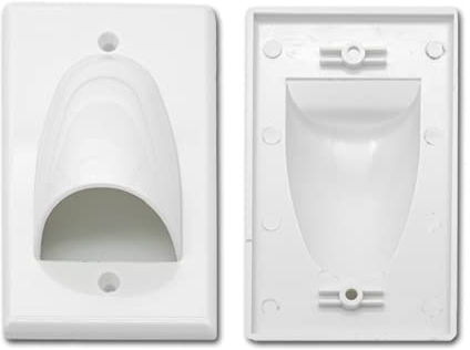 Halokny 2 Pack Single Gang Recessed Multimedia Bundled Cable Wall Plate Face Plate Panel, White(2 Pack 1-Gang Wall Plate)