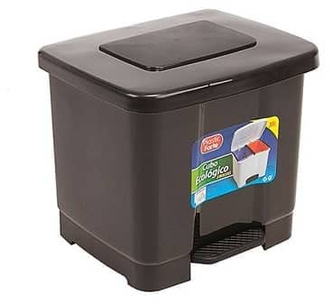CABLEPELADO Cubo de Basura con Separador y Pedal, Papelera de Plástico Libre de BPA, 38 x 43 x 38 cm, Capacidad 35 L, Negro