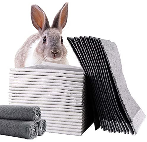 Tfwadmx Rabbit Pee Pads 18 x 24 100 Pcs Guinea Pig Super Absorbent Cage Liners Bunny Disposable Black Carbon Diapers Small Animal Training Accessories with Quick-Dry Surface