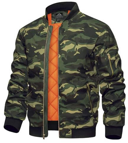 TACVASEN Men's Bomber Jacket Smart Casual Warm Quilted Lined Winter Coat