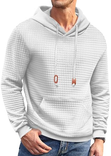 COOFANDY Men's Novelty Pullover Hoodie Long Sleeve Casual Sweatshirt with Pocket White 4XL