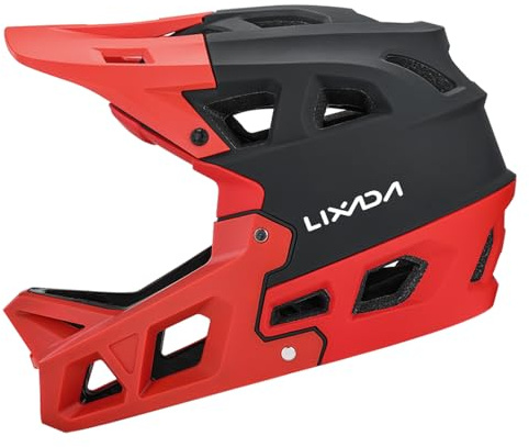 Lixada Casco da Mountain Bike Integrale, Casco da Bicicletta per Adulti, Casco da MTB per Mountain Bike da Discesa per Adulti per Uomo e Donna Circonferenze della Testa di 59-61cm Casco da Bicicletta