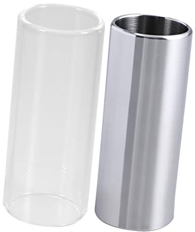 HEMOTON Lot De 2 Slides De Guitare En Verre Transparent Et Acier Inoxydable De 70 Mm Accessoires Pour Guitare Basse Pour Et Amateurs Sustain Son Lumineux