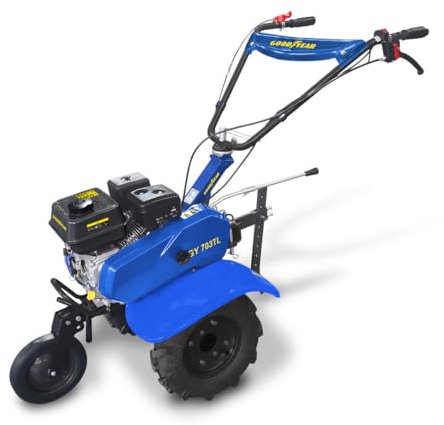 Goodyear - Motoazada a Gasolina 7 CV 208cc: Potente y Versátil, con Aporcador. Se envía montada y Lista para Usar. Ancho y Profundidad Ajustables, 24 Cuchillas, Varias Velocidades.