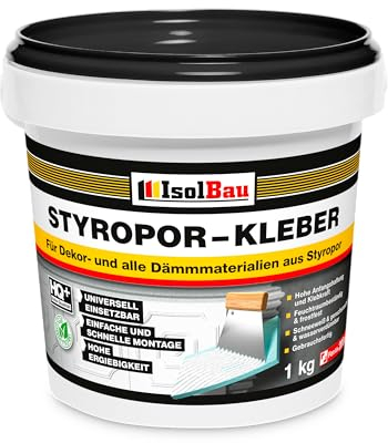 Isolbau Styropor-Kleber - 1 kg Eimer Kleber für Dekor- & Dämm-Materialien aus Styropor