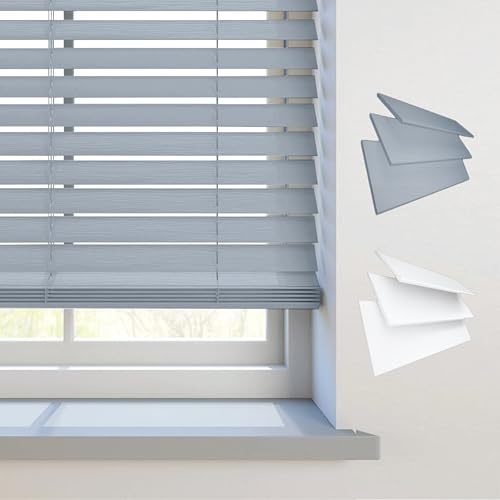 Rehan & Co Faux Wood Venetian Window Blind Embossed Grey String 45Wx213H cm