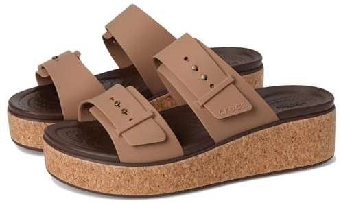 Crocs Brooklyn Cork Buckle, Sandali Donna, Cioccolato, 34/35 EU