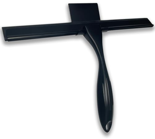 Loputon Duschavdragare rostfritt stål, duschskrapa dusch, fönsterdragare, duschvägg avdragare för glasdusch, fönster och spegel – perfekt för att ta bort vatten utan ränder (31 cm, svart)
