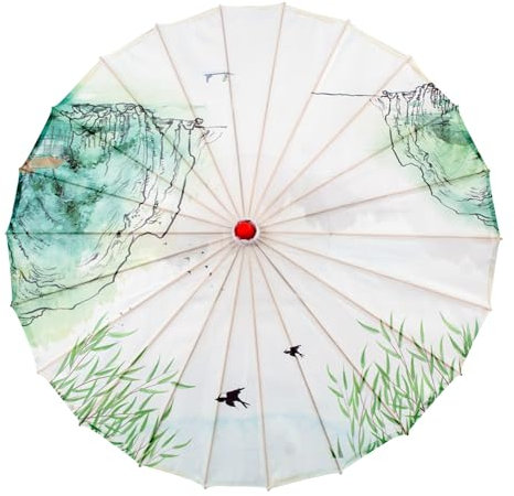 OAJABBGE MultiPurpose Bamboos Silk Umbrella Decorative Parasol For Traditional Celebration And Everyday Use 82cm Diameter