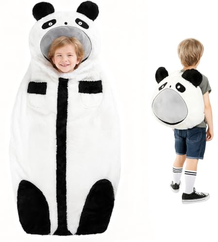 LUFEEMGA Sac de couchage pour enfant avec oreiller, sac de couchage doux et moelleux, sac de couchage 2 en 1 pliable mignon, convient pour garçons et filles jusqu'à 140 cm