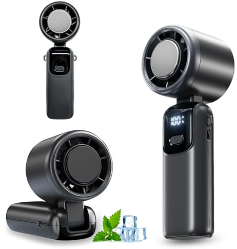 BOBOPACK Mini Ventilateur Portable, Ventilateur Portable Rechargeable, 1-100 vitesses 5000mAh Batterie Turbo Ventilateur, pour Camping, Sport, Voyage (Gris)