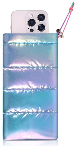 JUKOTA Funda térmica para teléfono móvil, universal, funda de plumón, calcetín de Navidad, regalos para teléfonos móviles, móviles de invierno, compatible iPhone 14, 13, 12Plus X, Samsung,Azul