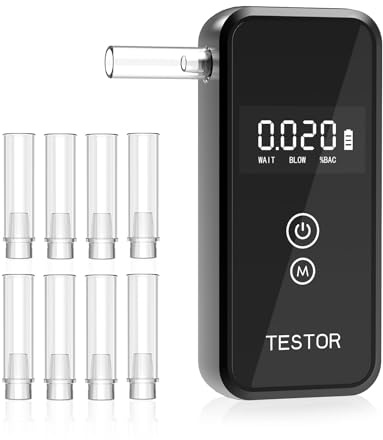 Professional-Grade Breathalyzer, High-Accuracy Breathalyzers for Alcohol with Memory Function,Portable Personal Breathalyzer Tester for Home & Travel Use-8 Mouthpieces