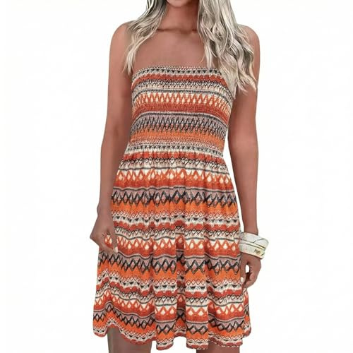 Strapless Women Plus Size Summer Bandeau Off Shoulder Mini Sundress