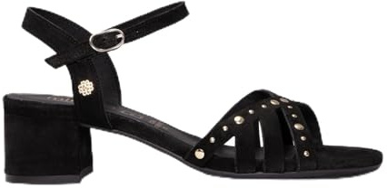miMaO. Sandalias con tachas de tacón Ancho en Piel para Mujer. Plantilla de Gel